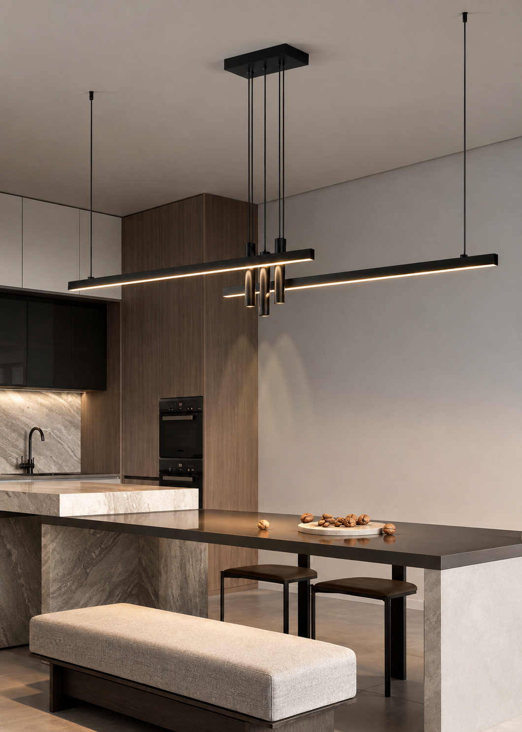 Lustre Linéaire Design & Moderne - Noir