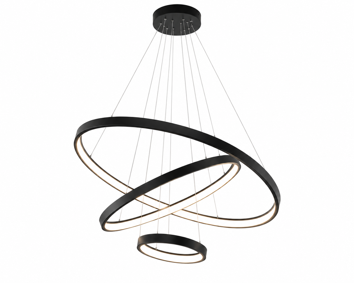 Lustre à 3 Anneaux Moderne - Noir