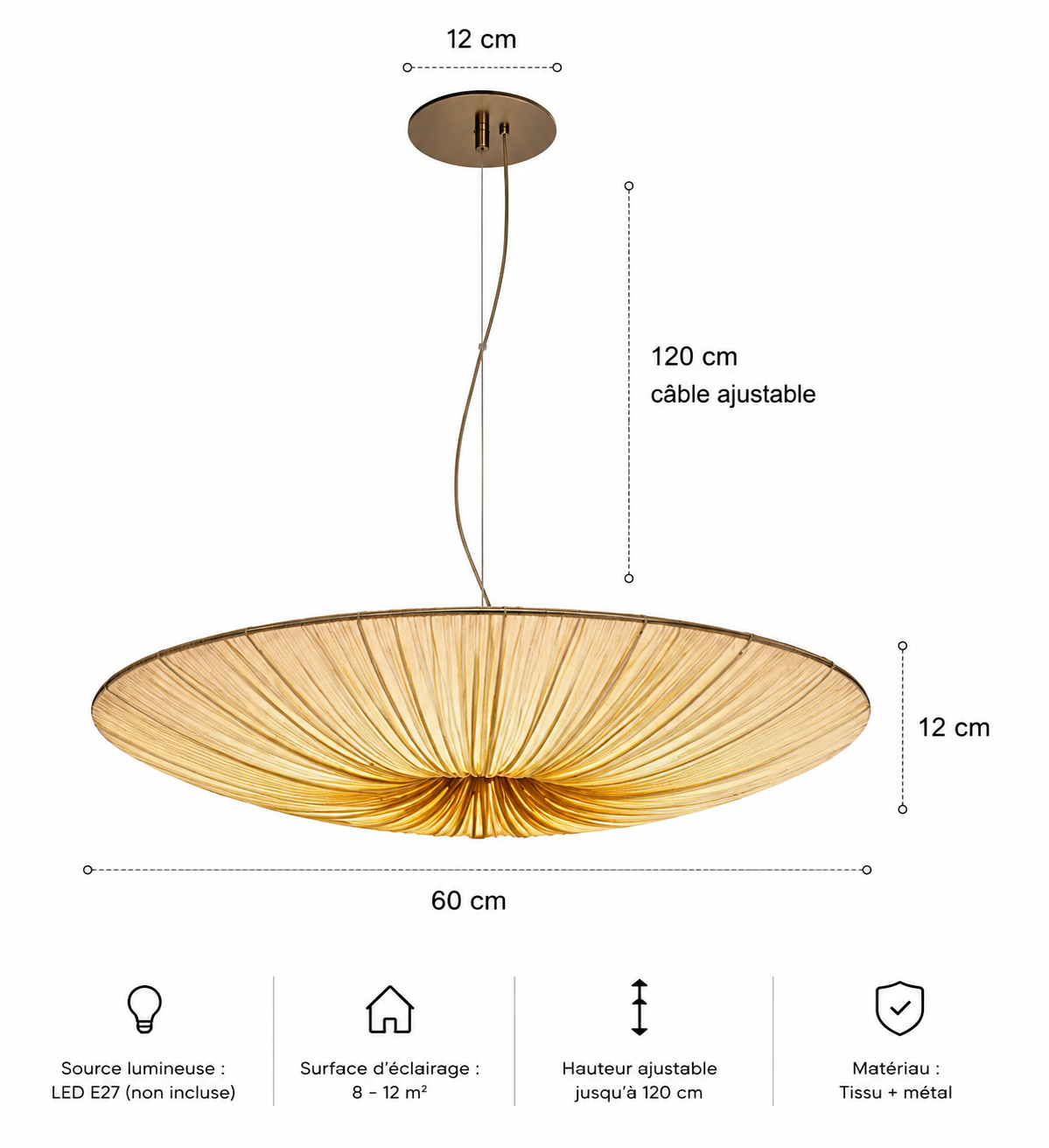 Lustre Wabi-Sabi en Tissu – Élégance Japonaise