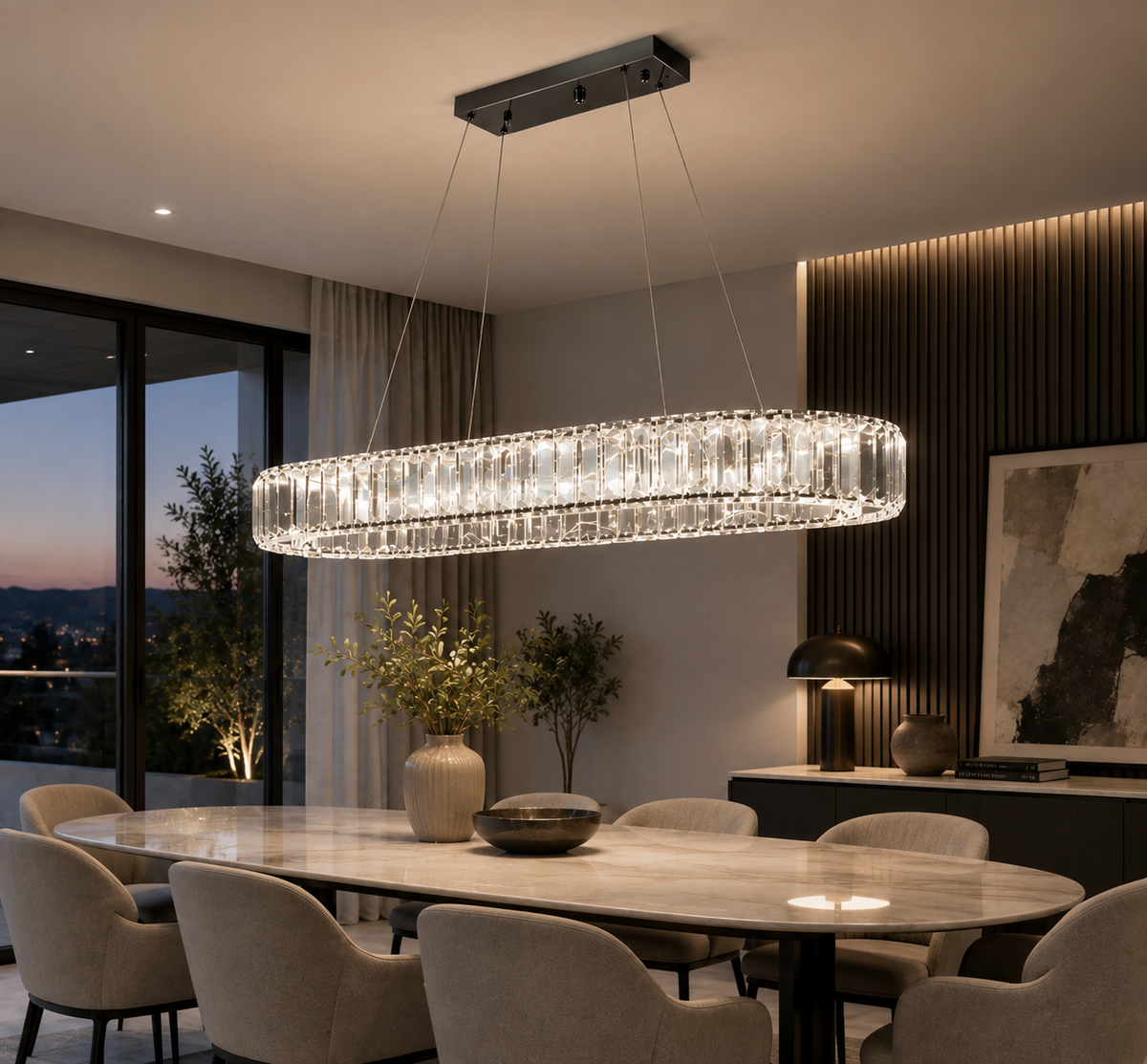 Lustre en Cristal Ovale - Élégance