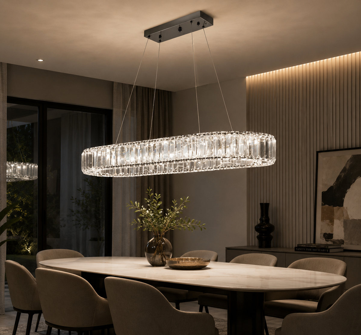 Lustre en Cristal Ovale - Élégance