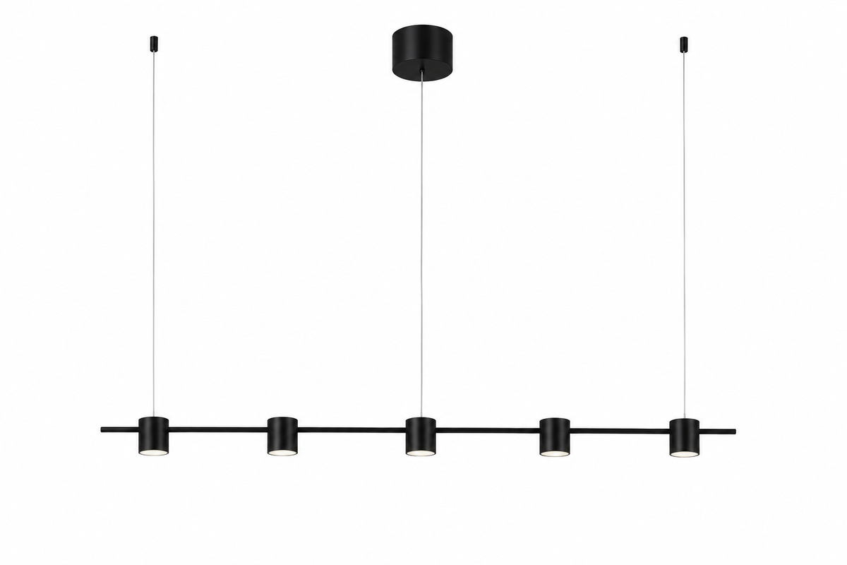 Lustre Linéaire à 5 Lampes - Noir