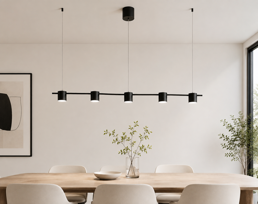 Lustre Linéaire à 5 Lampes - Noir