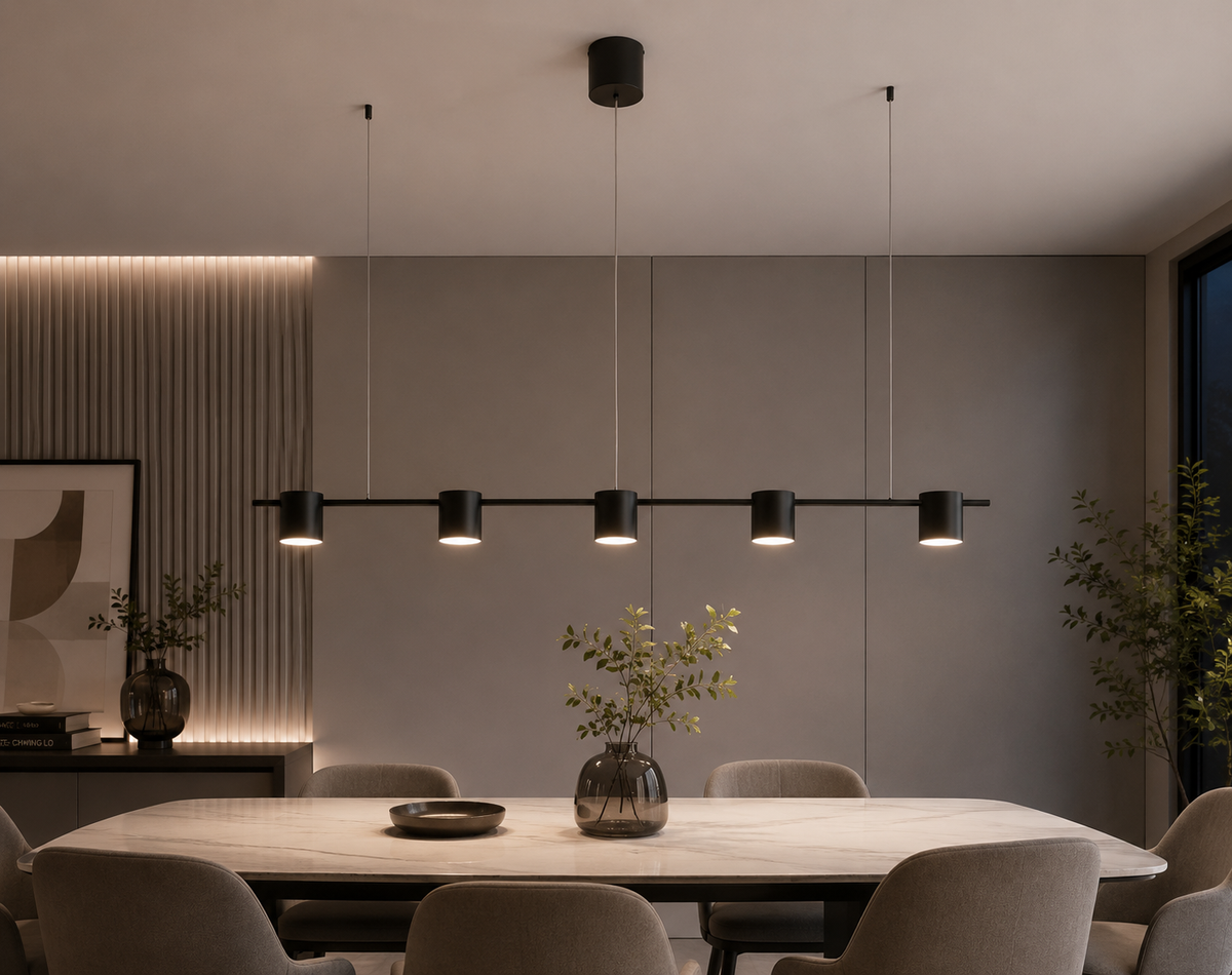 Lustre Linéaire à 5 Lampes - Noir