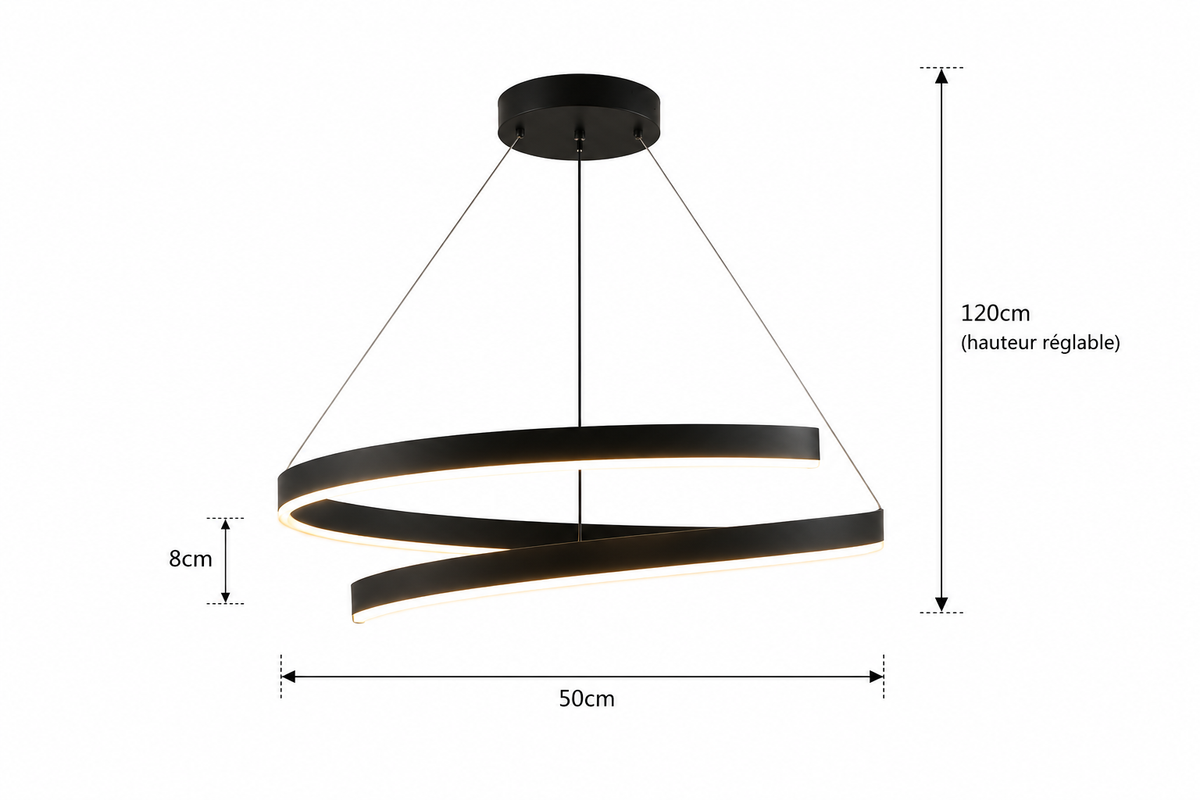 Lustre Spirale Noire – Design Moderne