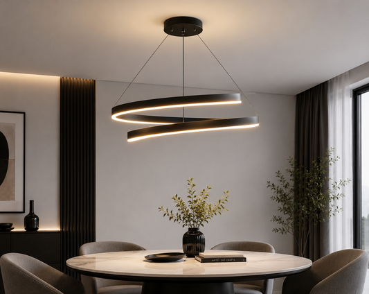 Lustre Spirale Noire – Design Moderne