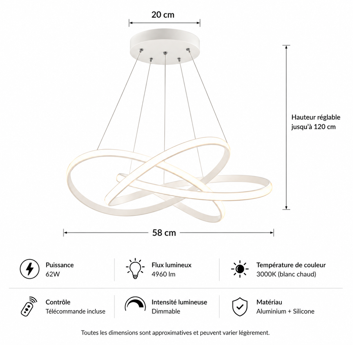 Lustre Entrelacée – Design Sculptural Blanc
