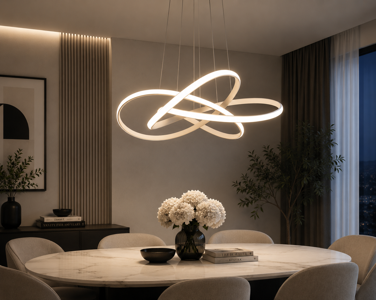 Lustre Entrelacée – Design Sculptural Blanc