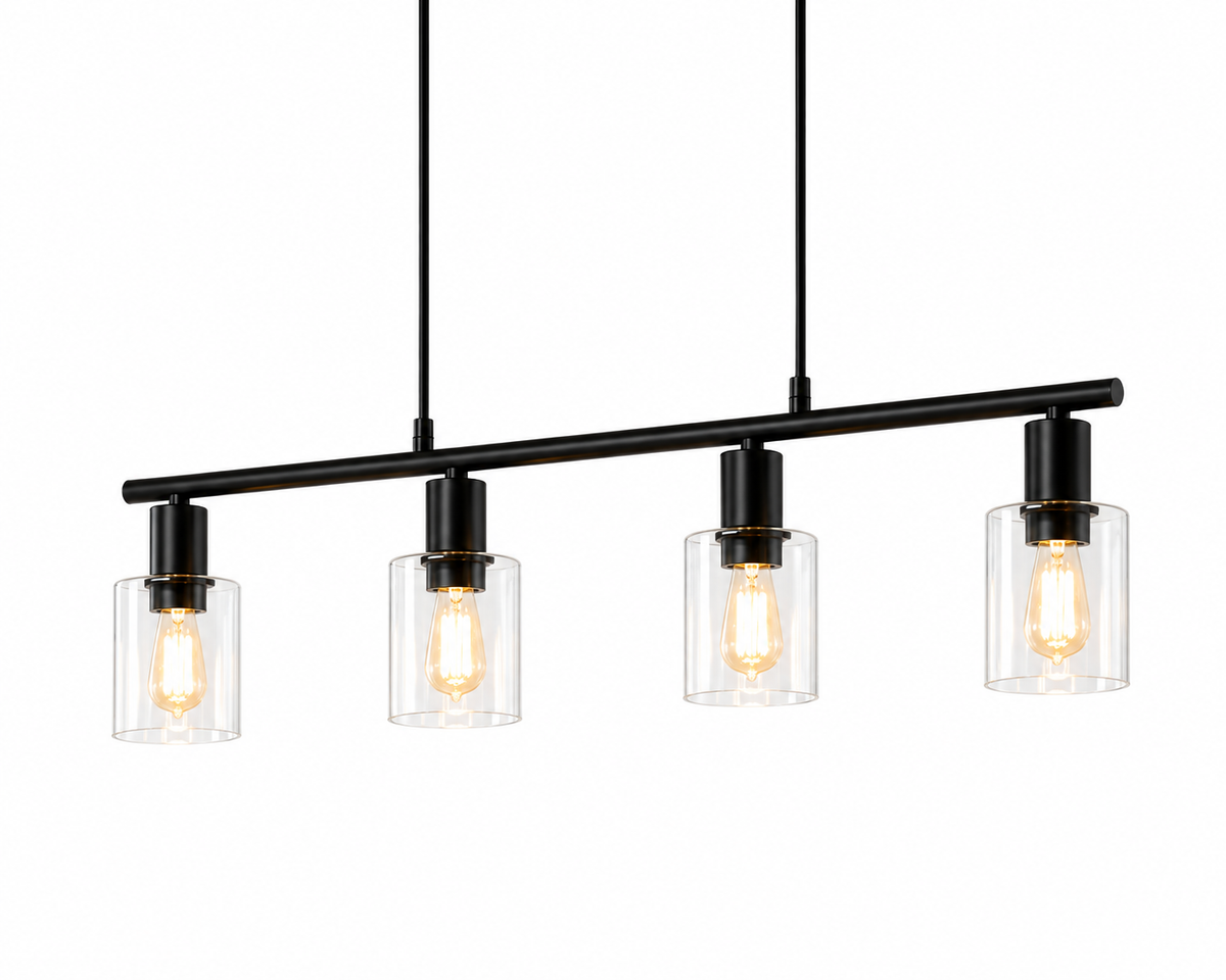 Lustre à 4 Lumières en Verre - Noir