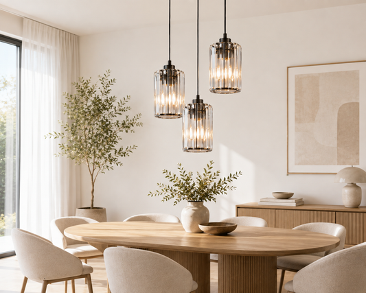 Lustre à 3 lumières en Verre Cristallin - Noir