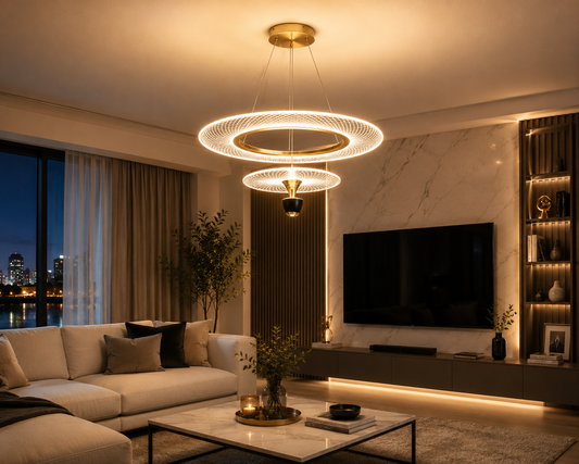 Lustre Halo Doré – Design contemporain