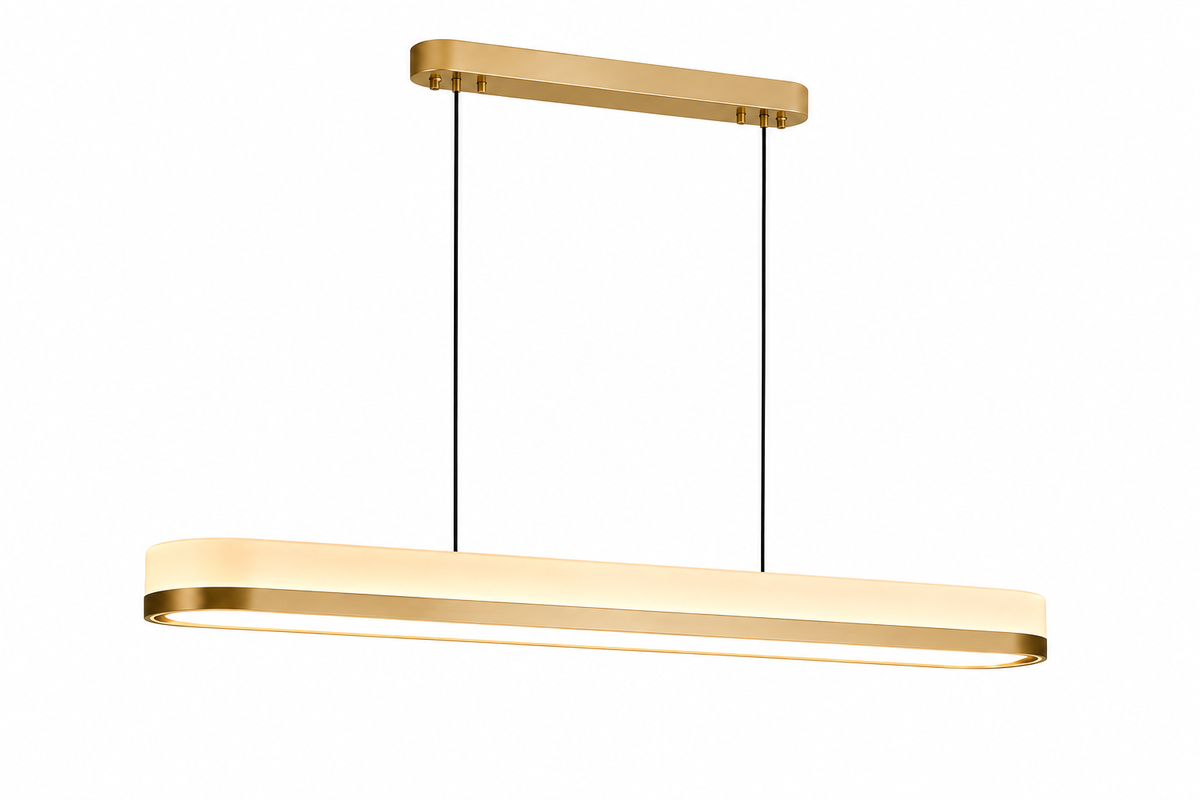 Lustre Linéaire Champagne – Design Minimaliste