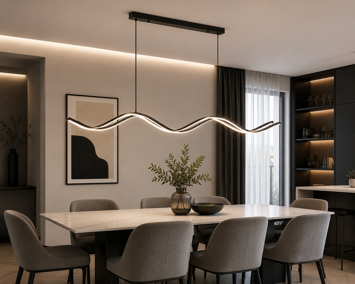 Lustre Ondulée Noire – Design Moderne