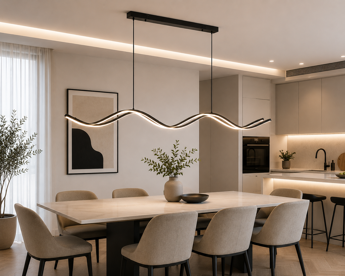 Lustre Ondulée Noire – Design Moderne