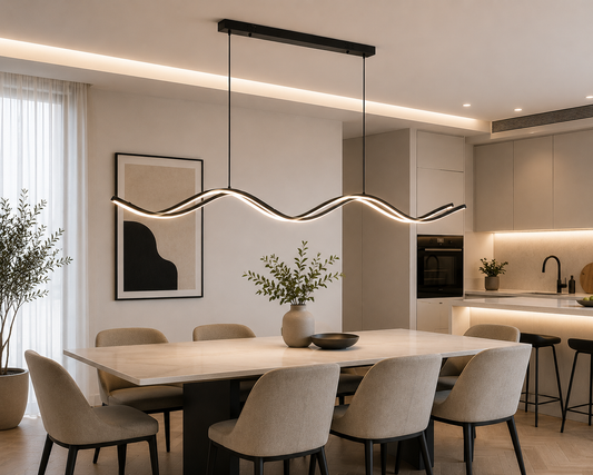 Lustre Ondulée Noire – Design Moderne