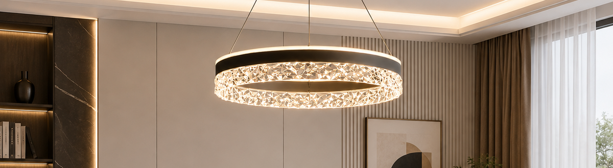 Lustre Cristal - Anneaux Moderne & Prestige