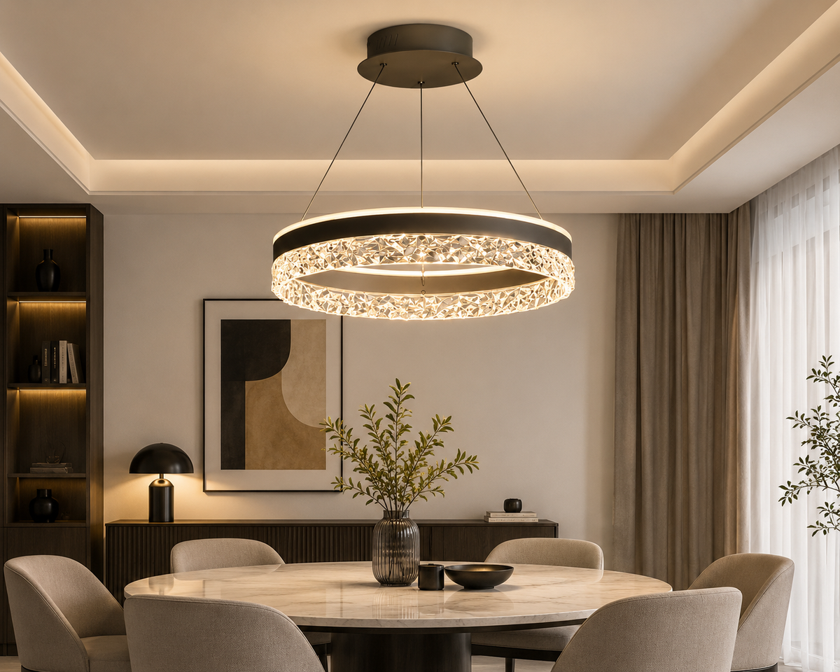 Lustre Cristal - Anneaux Moderne & Prestige