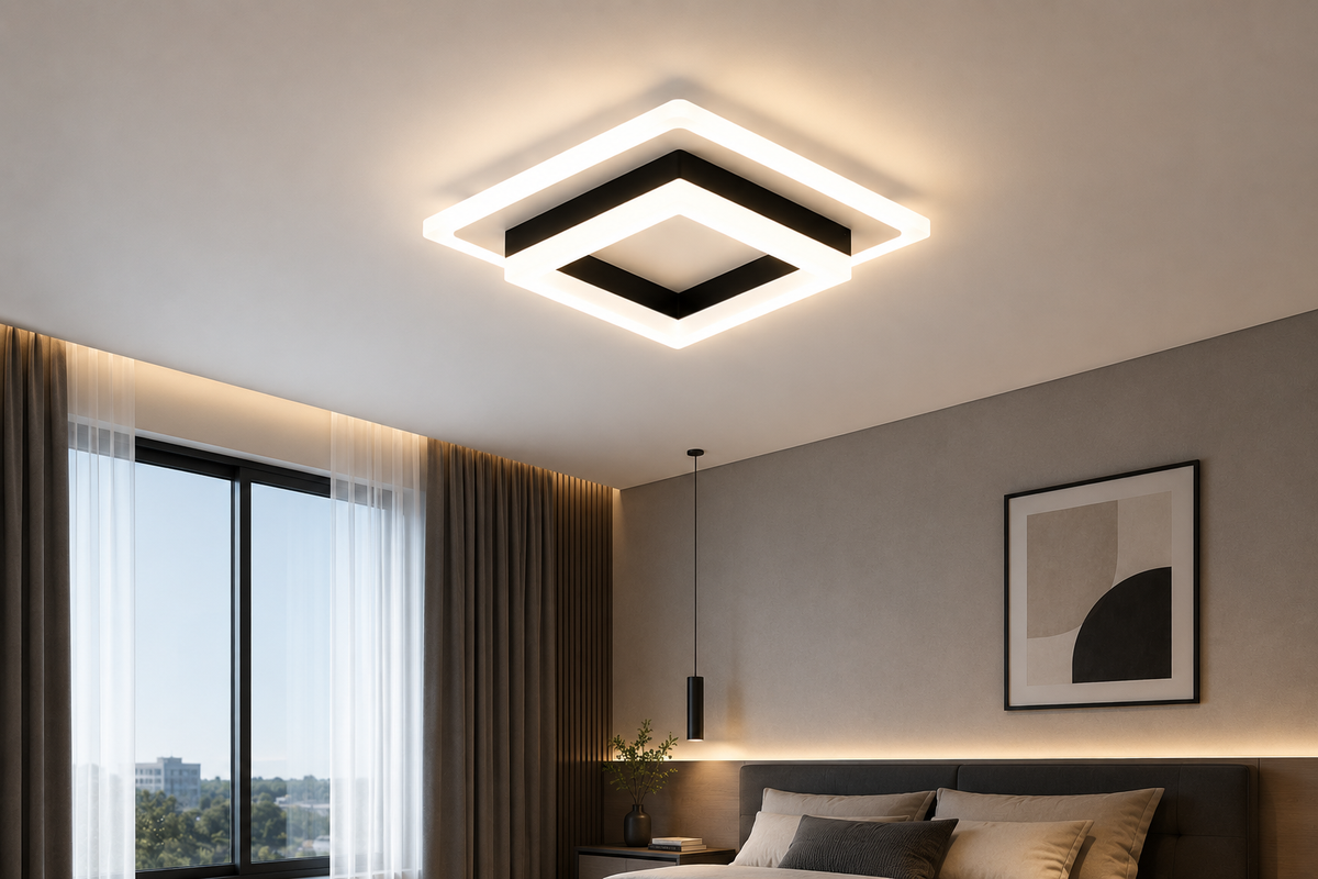 Plafonnier Led - Carré Noir & Blanc